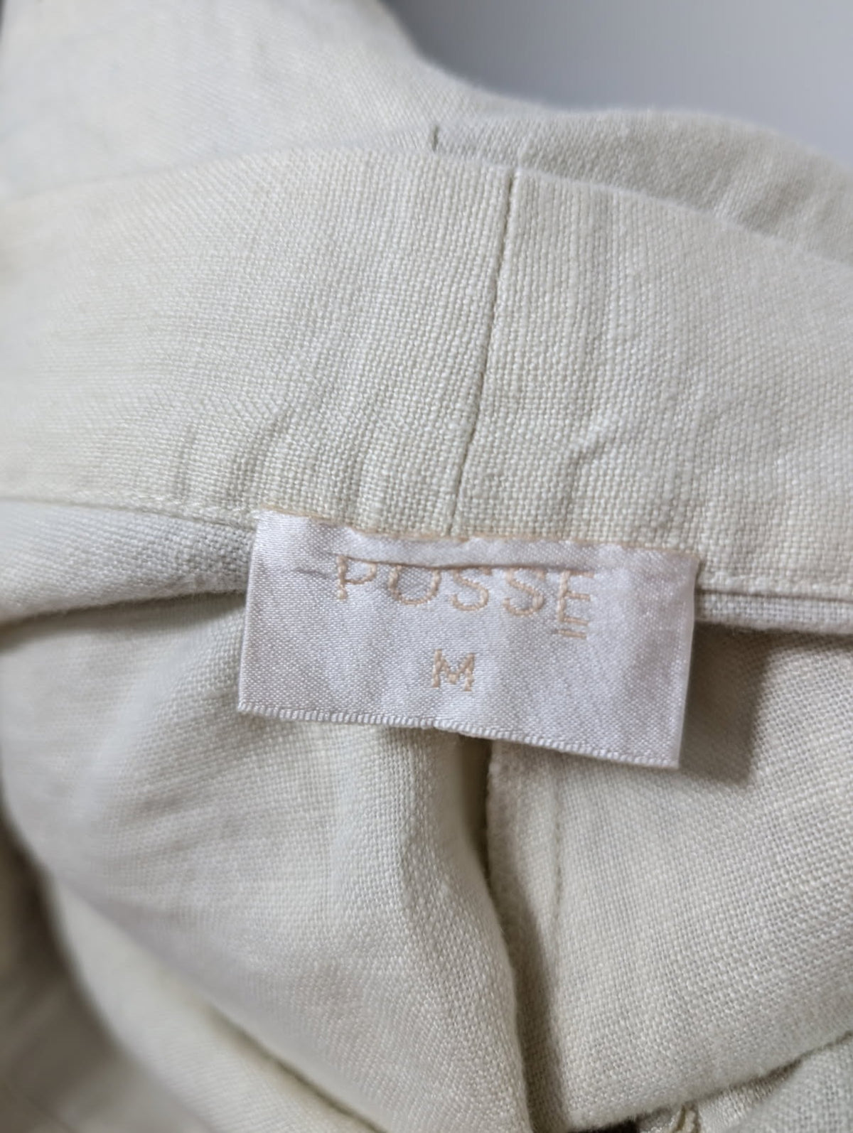 Posse High-Waisted Linen Shorts Cream Size M - Image 3