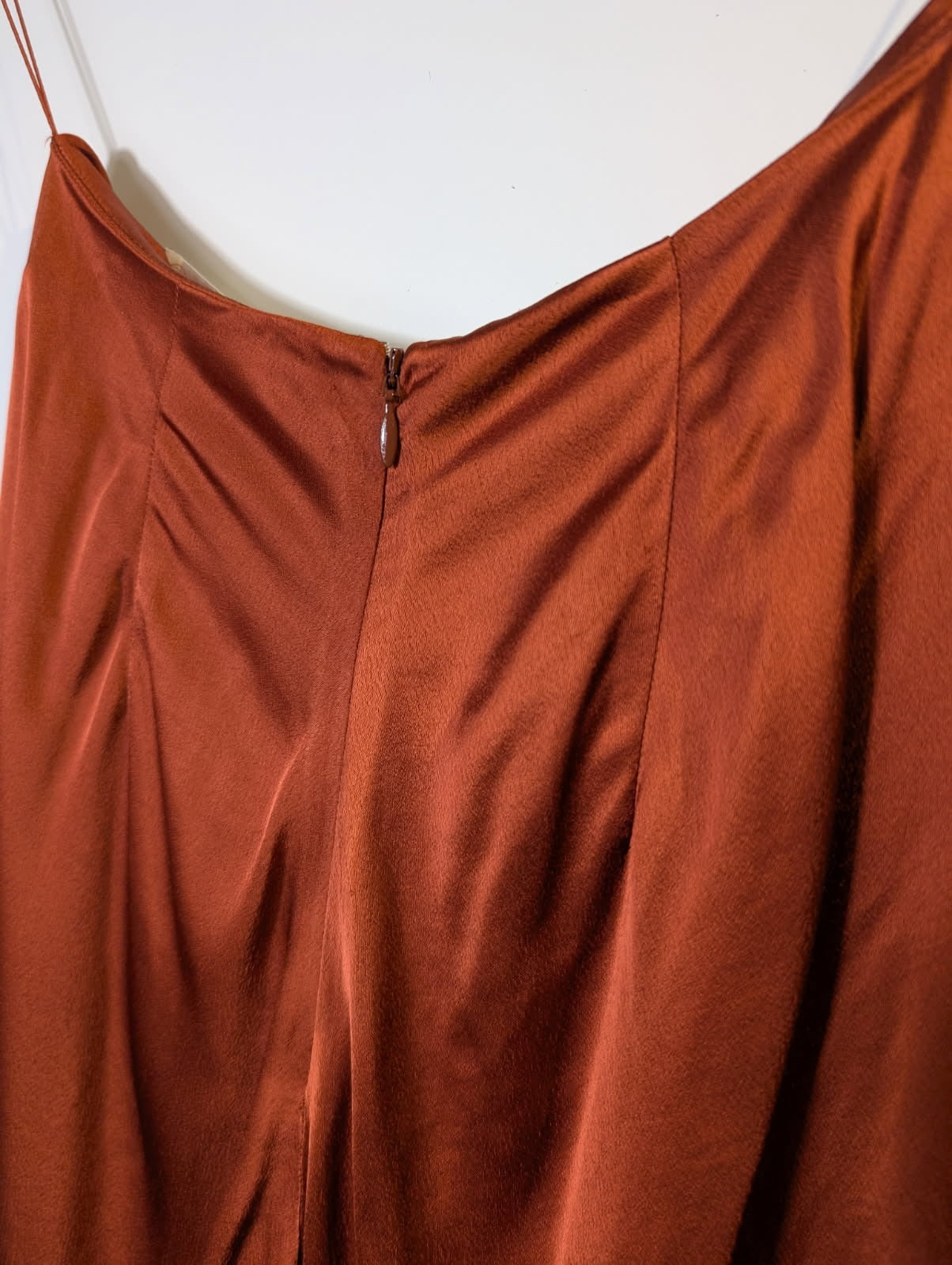 Dion Lee Satin Midi Skirt Rust Copper Ruched Detail AUS 6 - Image 3