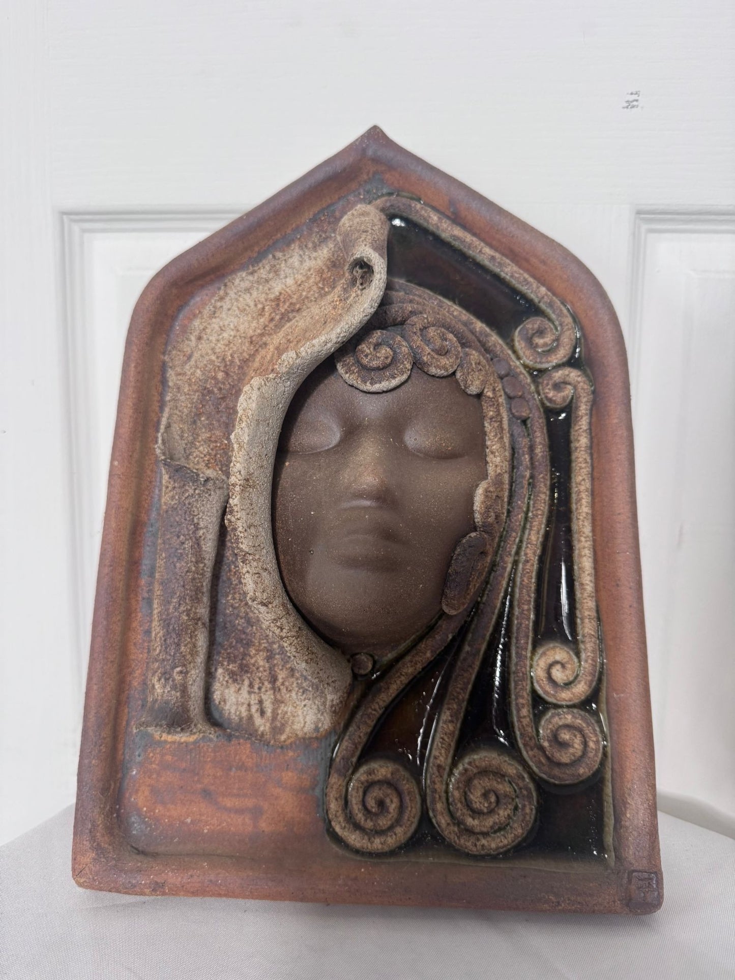 Zenkali Ceramics Wall Plaque Sculpture Mask Face Pottery Australian Studio - Image 2