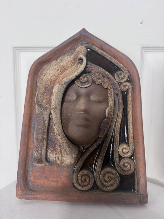 Zenkali Ceramics Wall Plaque Sculpture Mask Face Pottery Australian Studio - Image 2