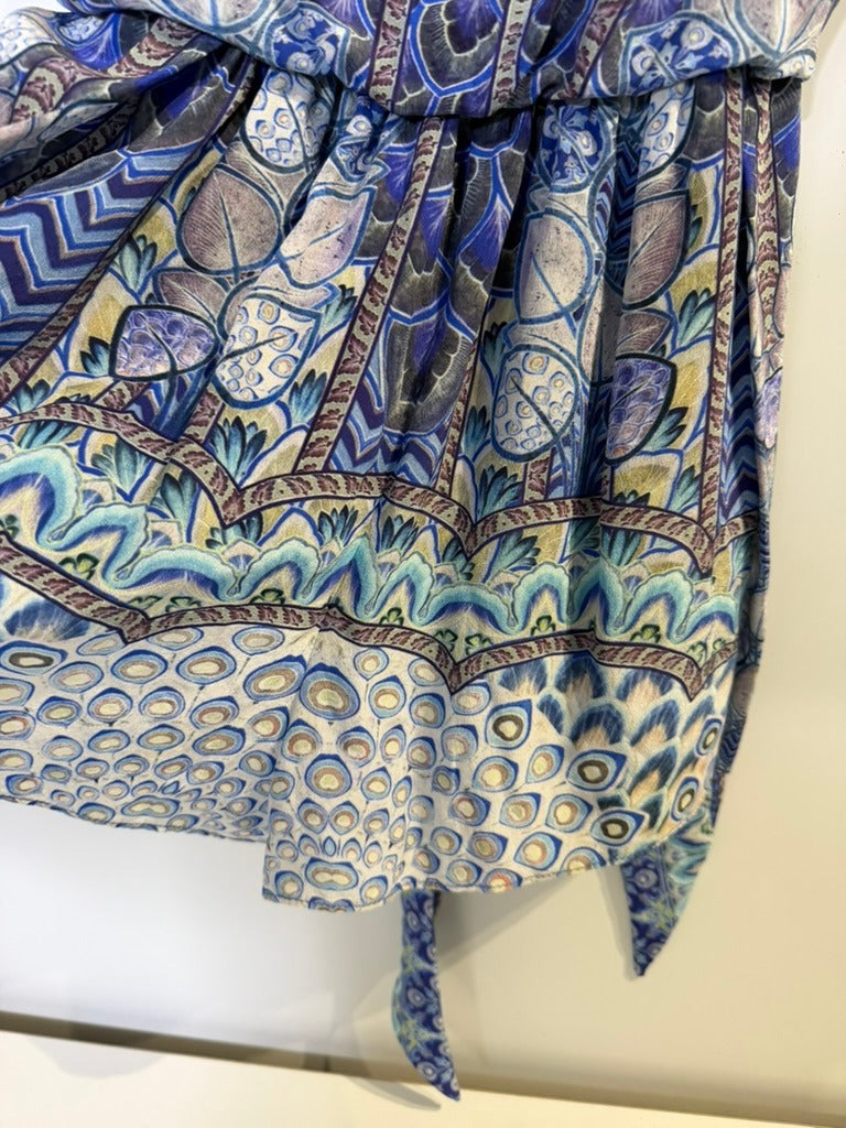 Camilla Silk Embellished Cami Top Blue Floral Playsuit Print Size S - Image 6