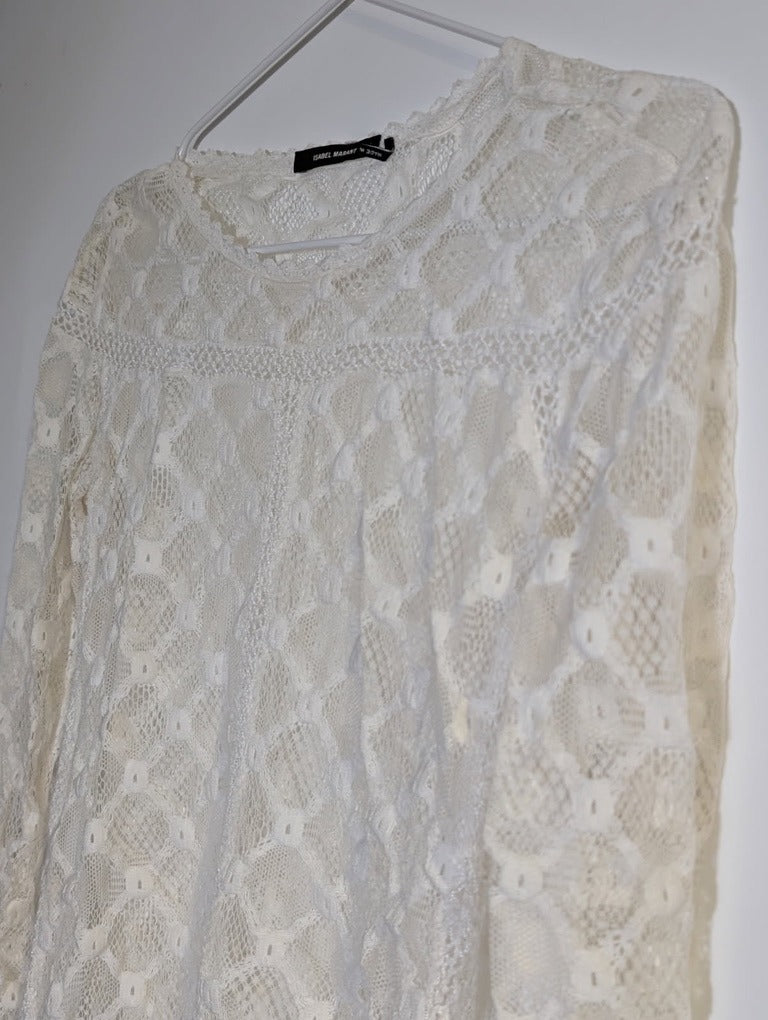 Isabel Marant Cream Lace Long Sleeve Blouse - Image 2