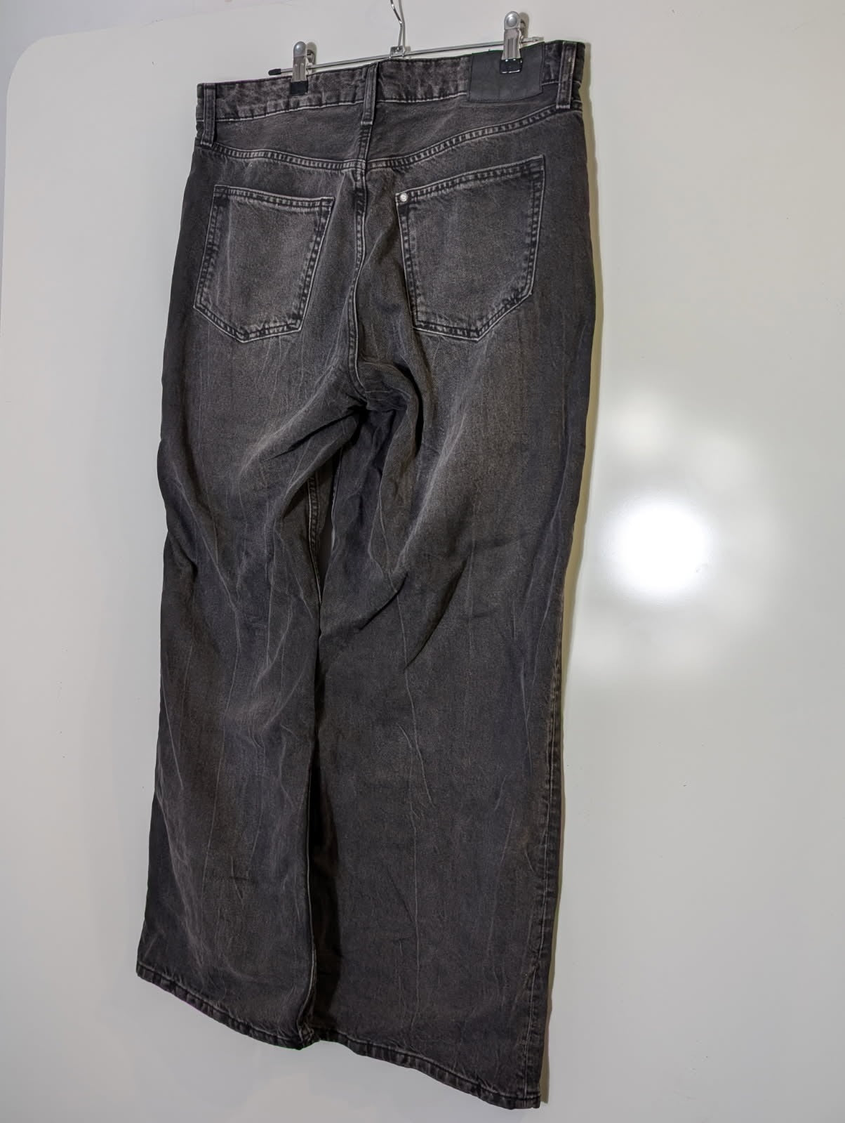 H&M Baggy Wide Leg Jeans Black Mid Waist Women's US 8 - Image 2