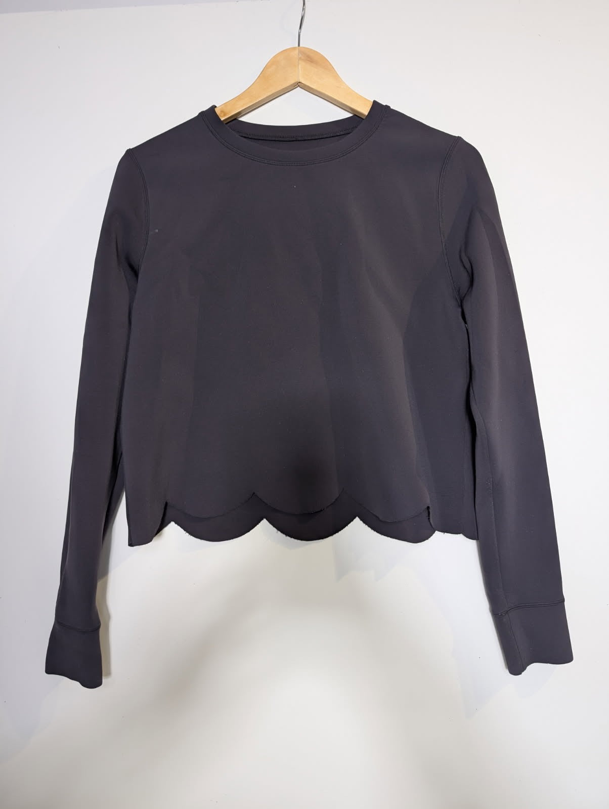 Nimble Activewear Long Sleeve Top Scalloped Hem Black - Image 1