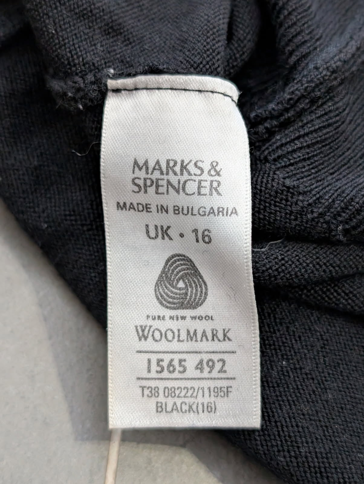 Marks & Spencer Pure New Wool Black Turtleneck Sweater - UK 16 - Image 3