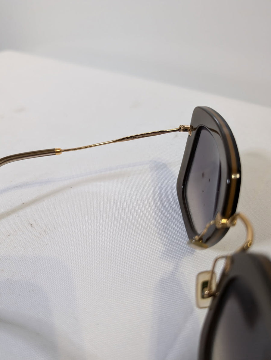 Miu Miu SMU 07O Sunglasses Black Gradient Gold Frame - Image 3