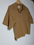 H&M Silk Blend Knit Polo Shirt Tan Women's XS - Image 3