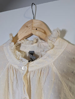 Margaret O'Leary Swiss Dot Ruffle Neck Blouse Cream Size 3 - Image 3