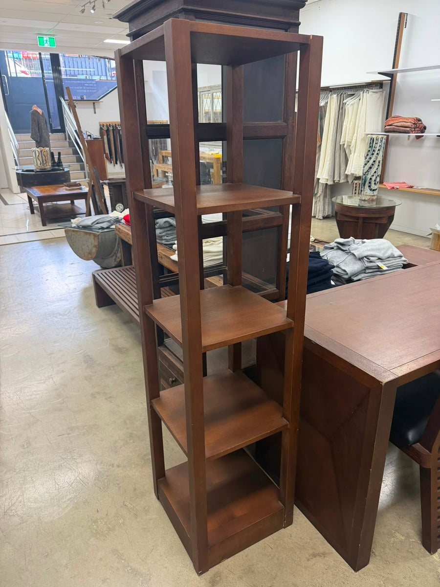 Tall Narrow Wooden Open Bookshelf Dark Brown 161cm - Image 2