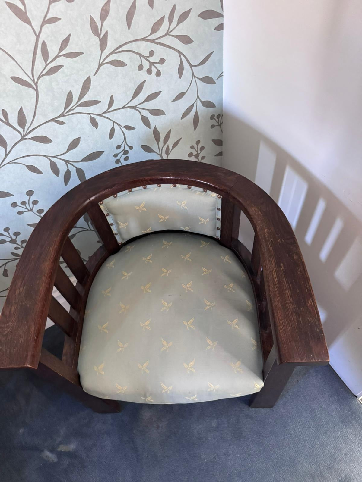 Antique Edwardian Style Mahogany Tub Chair Vintage 1950s Solid Timber - Image 2
