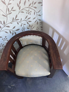 Antique Edwardian Style Mahogany Tub Chair Vintage 1950s Solid Timber - Image 2