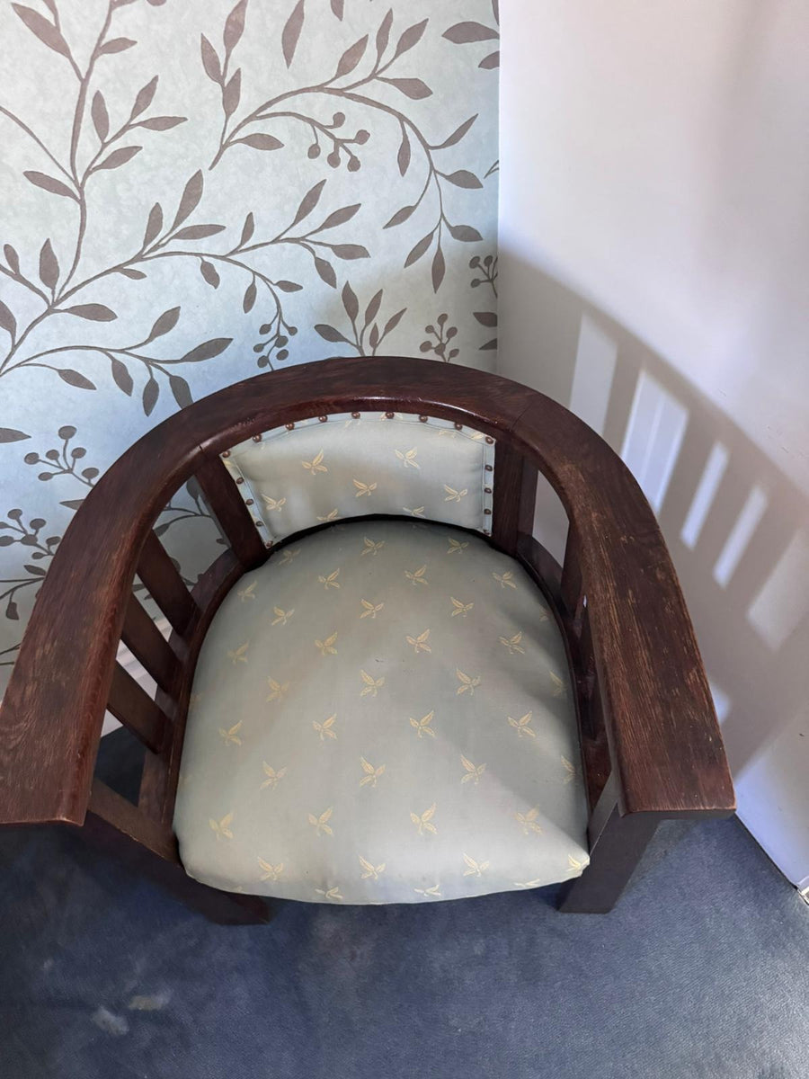 Antique Edwardian Style Mahogany Tub Chair Vintage 1950s Solid Timber - Image 2