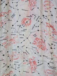 Vintage Celestial Constellation Map Print Scarf Cream & Red - Image 2