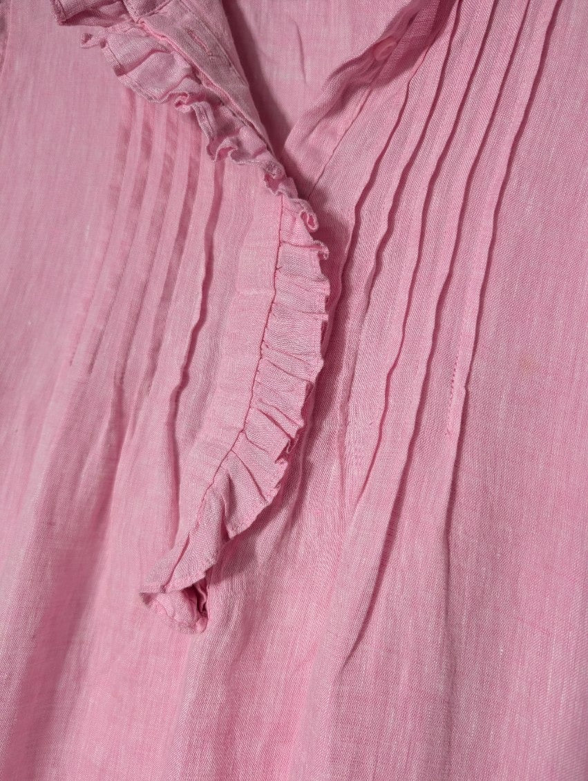 Alessandra Linen Ruffle Detail Blouse Pink Size S - Image 2