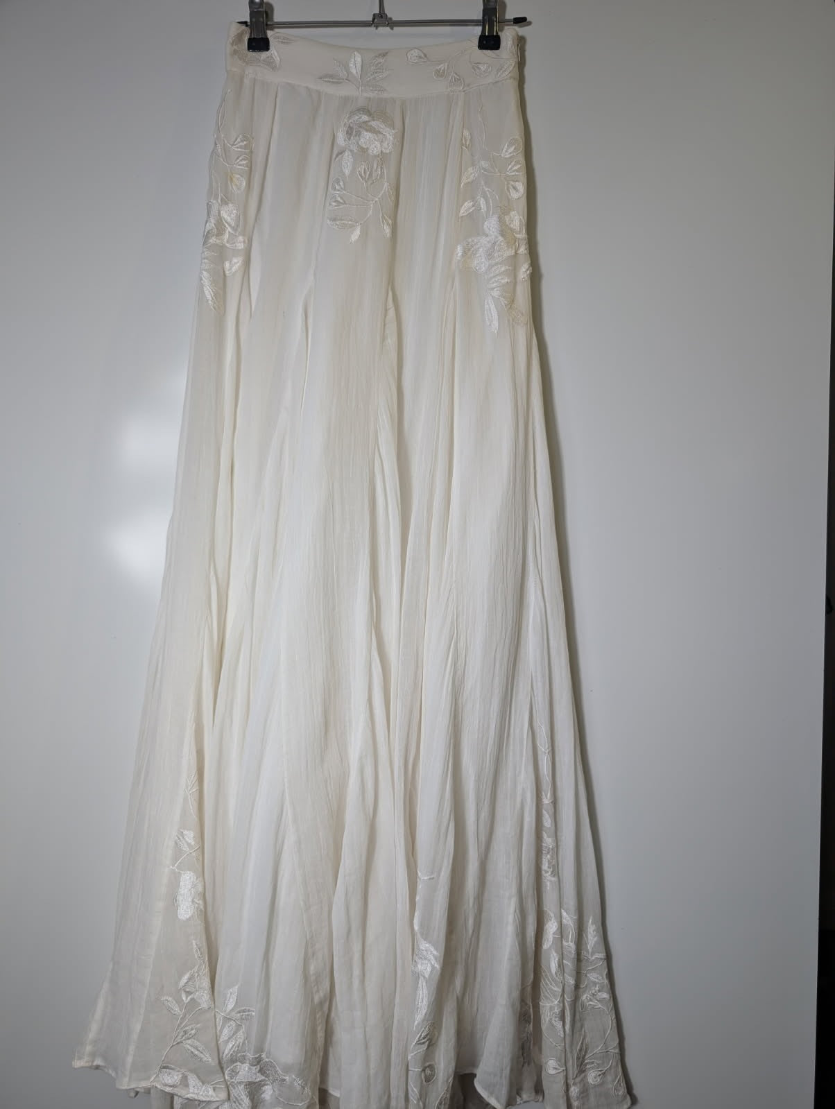 Hemant & Nandita Embroidered Cotton Maxi Skirt White - Image 2