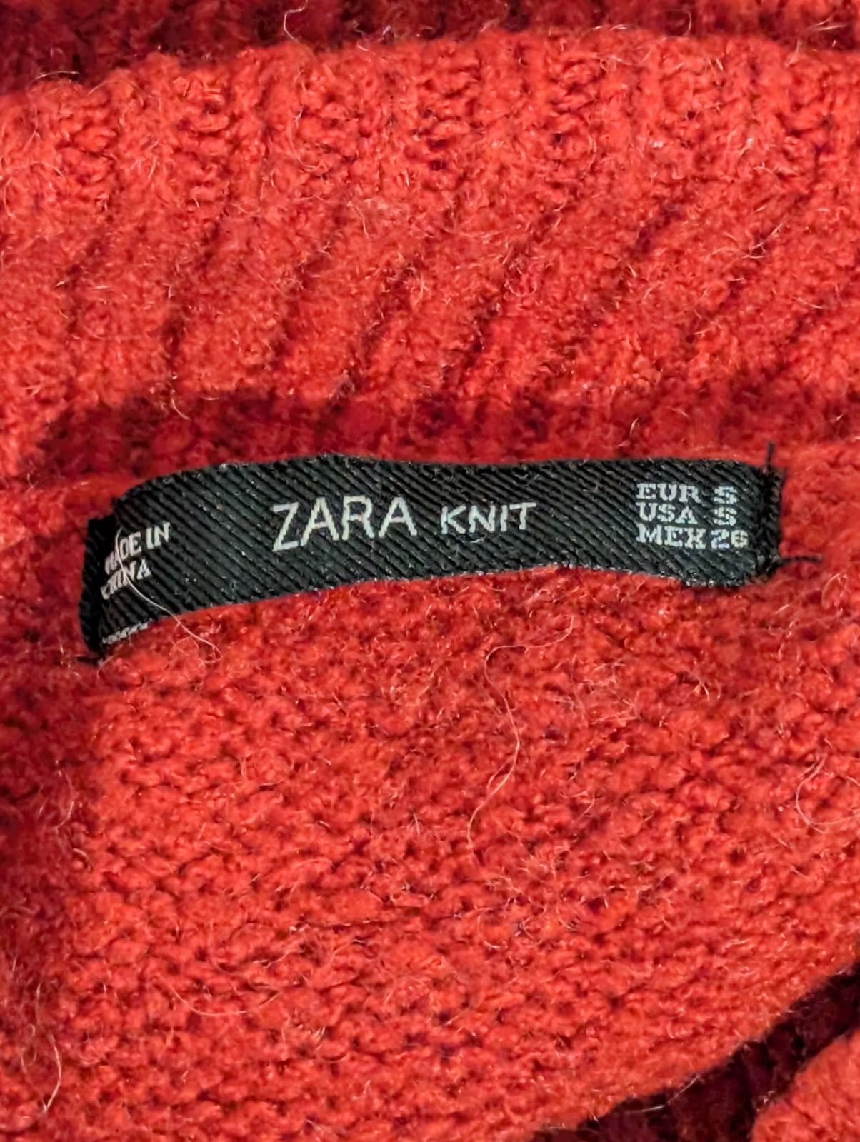 Zara Knit Red Mock Neck Oversized Sweater - Size S - Image 2