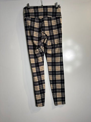 Aim'n Check Me Out Plaid High-Waist Tights Black and Beige Size S - Image 2