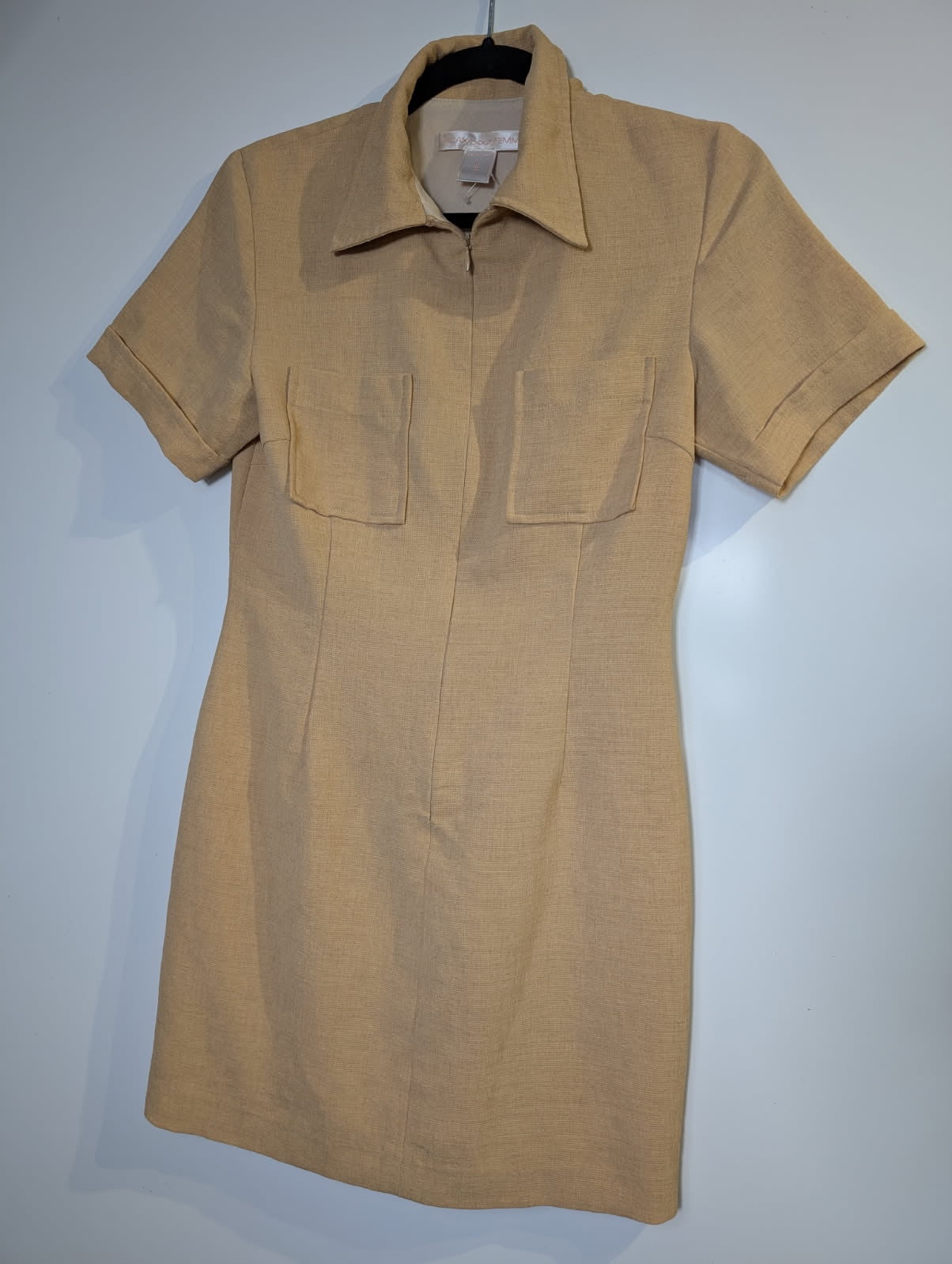 Adax Pour Femme Utility Mini Dress Tan Linen Blend Size M - Image 2