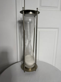 Large Decorative Hourglass - Brushed Metal Frame & White Sand 40cm - Image 2