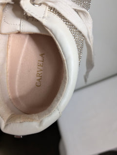 Carvela Kurt Geiger Crystal Embellished Platform Sneakers White - Image 2