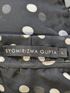 Syomirizwa Gupta Polka Dot Sheer Tie-Front Kimono Top Black/White Size L - Image 3