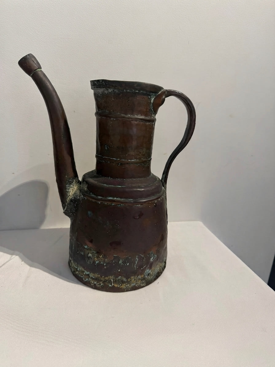 Vintage Hand-Hammered Copper Ewer Pitcher Decorative Metalware - Image 1
