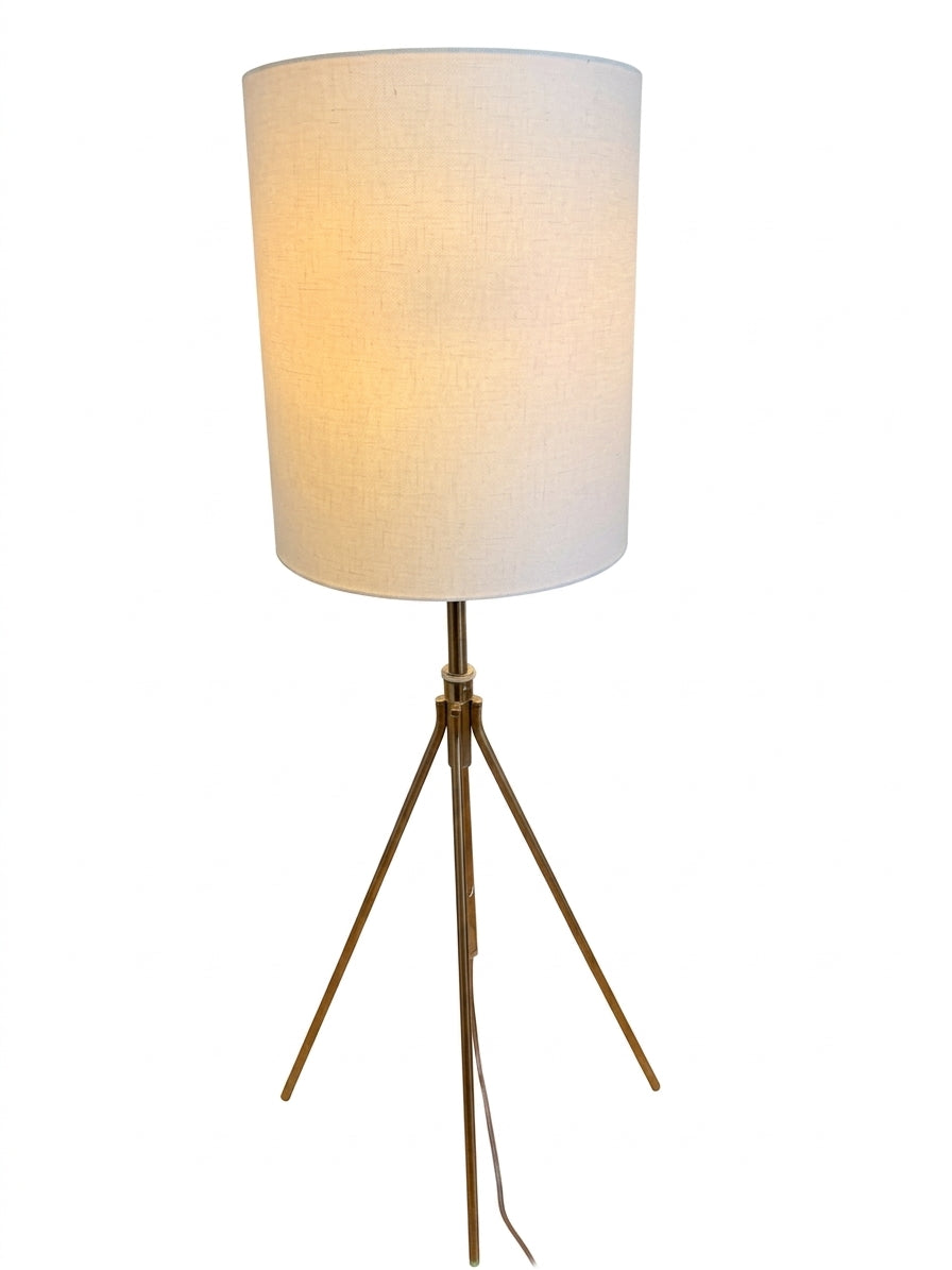 West Elm Mid-Century Modern Tripod Floor Lamp Brass & White - Image 1