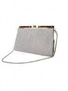 Whiting & Davis Vintage Mesh Evening Bag White with Tortoiseshell Accents - Image 1