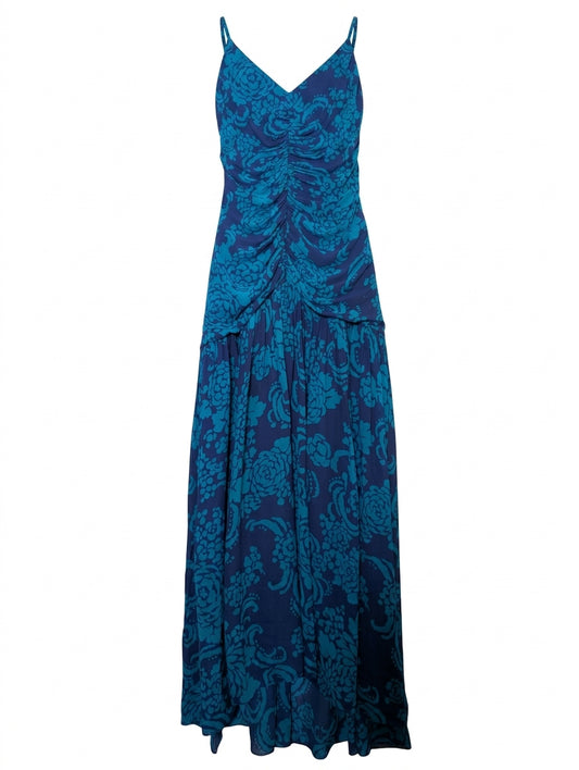 Ginger & Smart Blue Floral Ruched Maxi Dress - Image 1