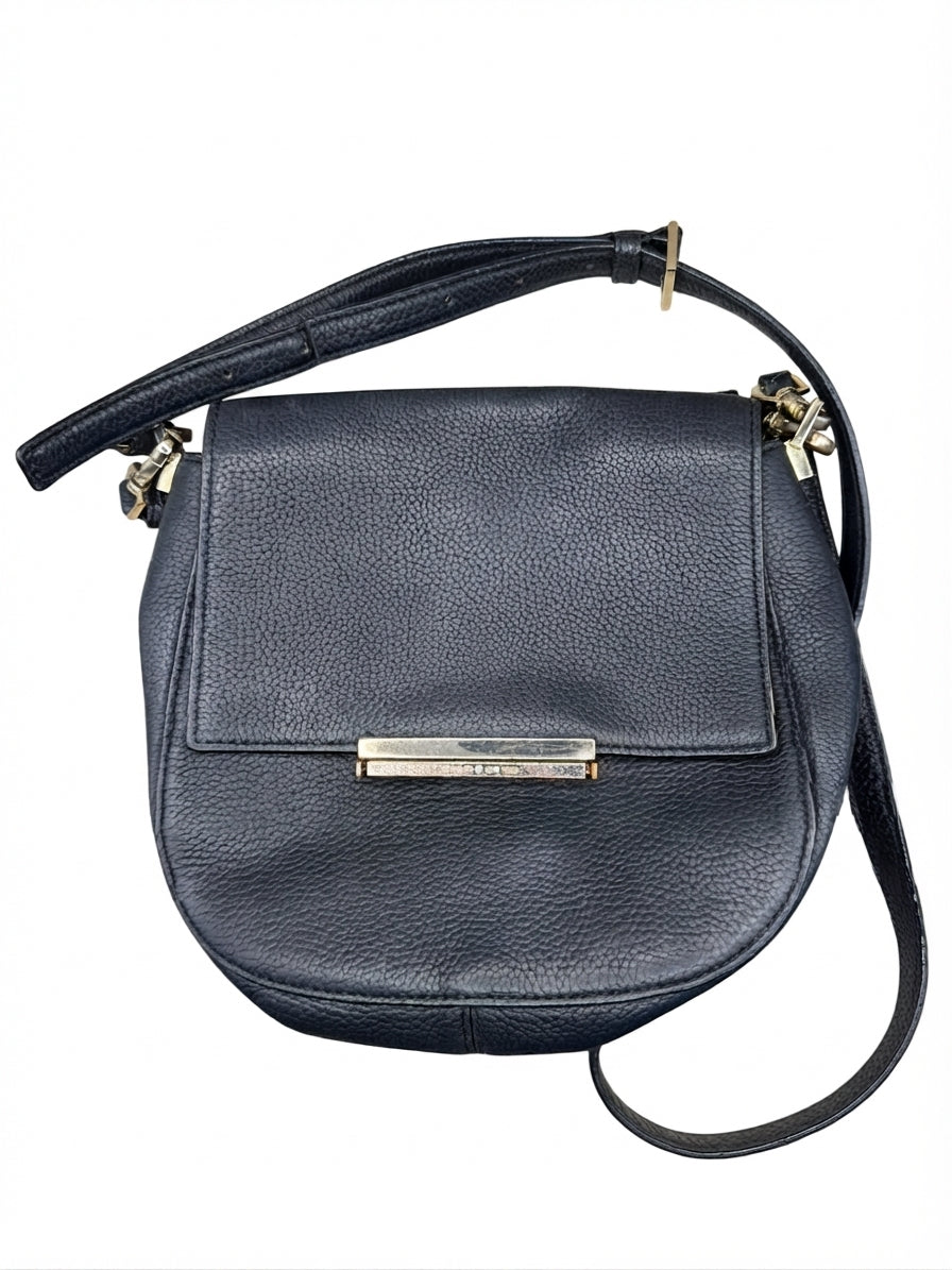 Kate Spade Pebbled Leather Crossbody Bag Black Gold Bar Detail - Image 1