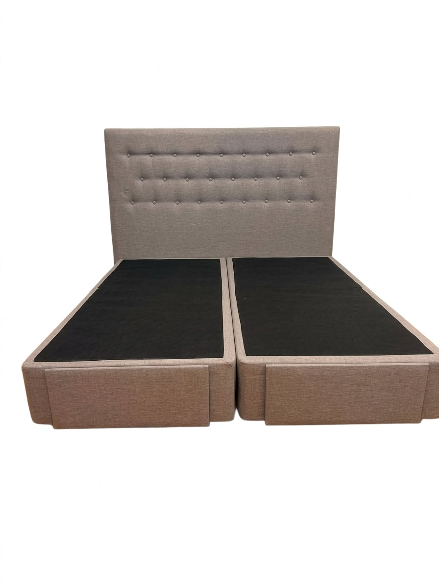 Beds Ahead Upholstered King Bed Base with Headboard Grey - Image 1