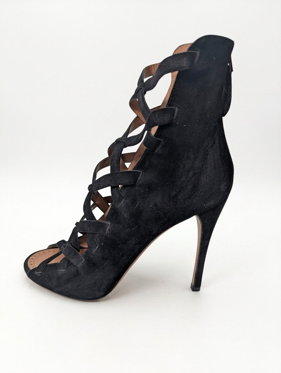 Alaïa Paris Black Suede Cutout Lace-Up Heels - Women's EU 38 - Image 1