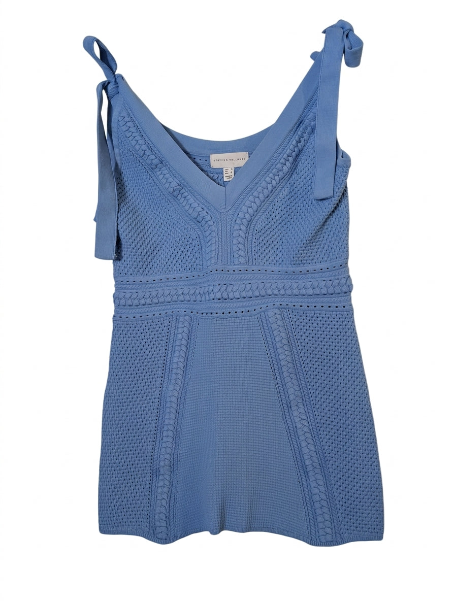 Rebecca Vallance Blue Knit Tie-Strap Mini Dress - Image 1