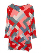 Mister Zimi Geometric Print Long Sleeve Dress - Vibrant Abstract Pattern - Image 1