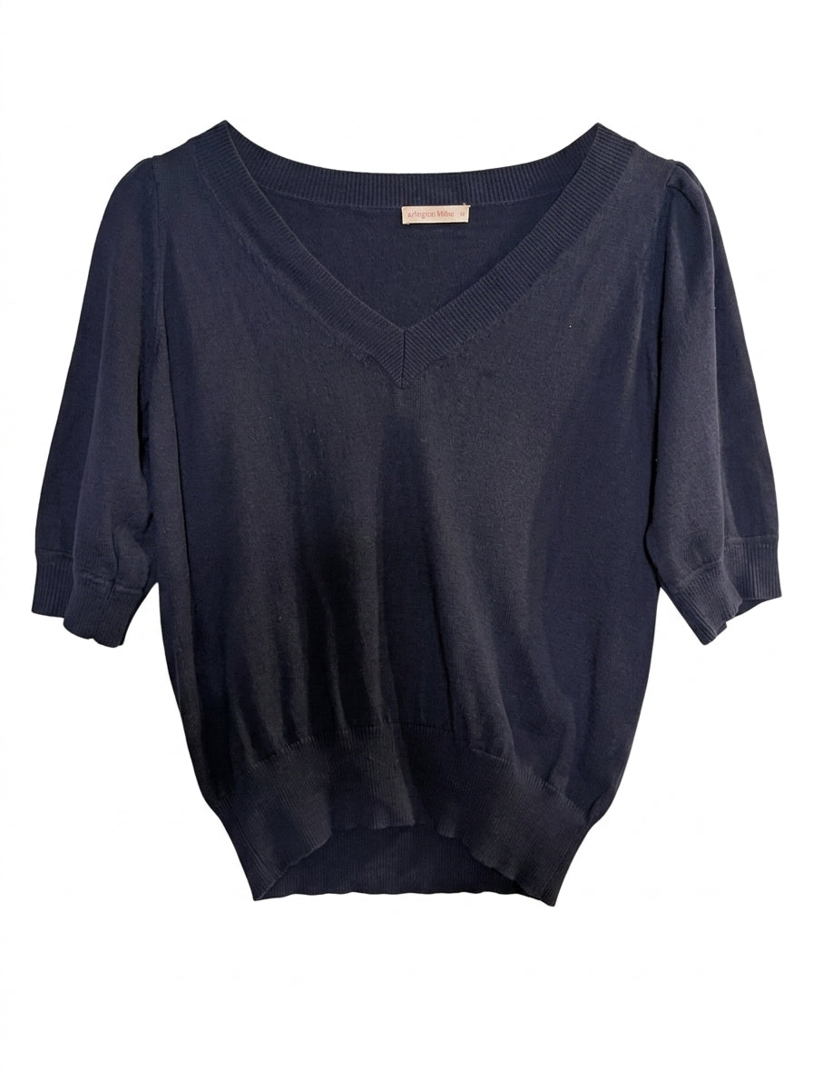 Arlington Milne Navy V-Neck Knit Top - Women's Size XS - Image 1