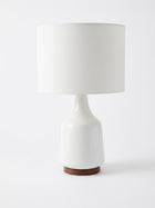 West Elm Mid-Century Ceramic Table Lamp White & Wood - Image 1