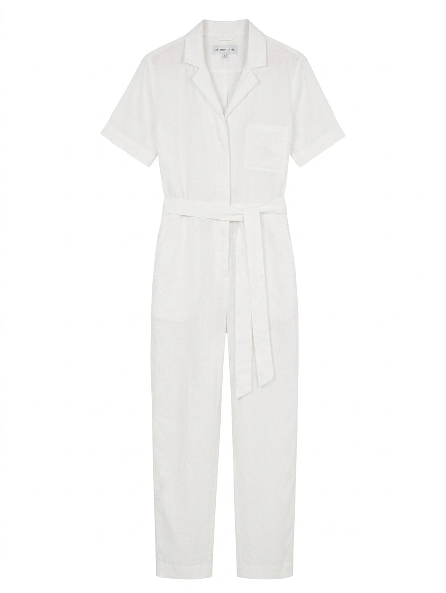 Assembly Label Linen Utility Jumpsuit - White Size 8 - Image 1