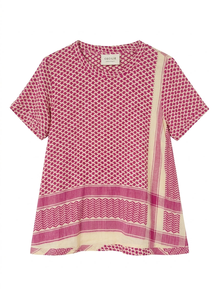 Cecilie Copenhagen Keffiyeh Print Blouse Pink & Cream Size M - Image 1