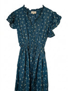Hannah Floral Midi Dress Teal Ruffle Sleeve Size 1 - Image 1