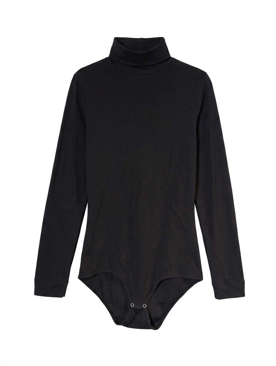 Unbranded Long Sleeve Turtleneck Bodysuit Black - Image 1