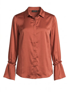 The Fifth Label Satin Button-Down Shirt Rust Size S - Image 1