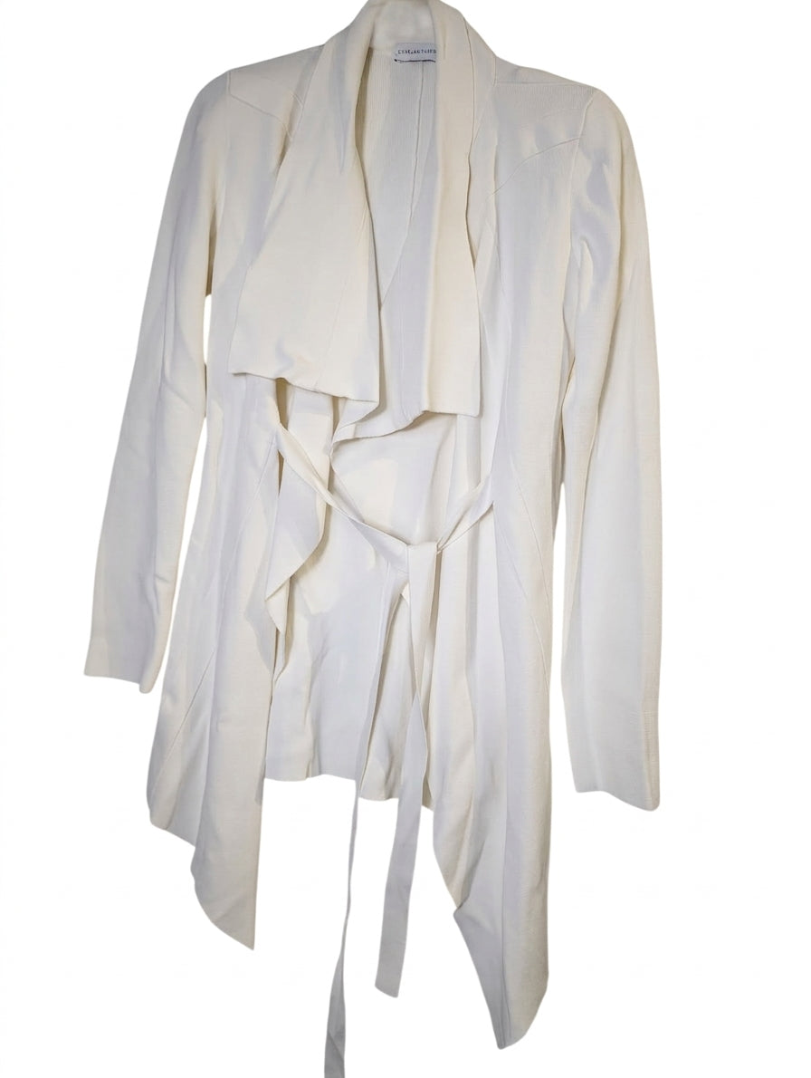 Scanlan Theodore Crepe Knit Waterfall Jacket Cream - Image 1