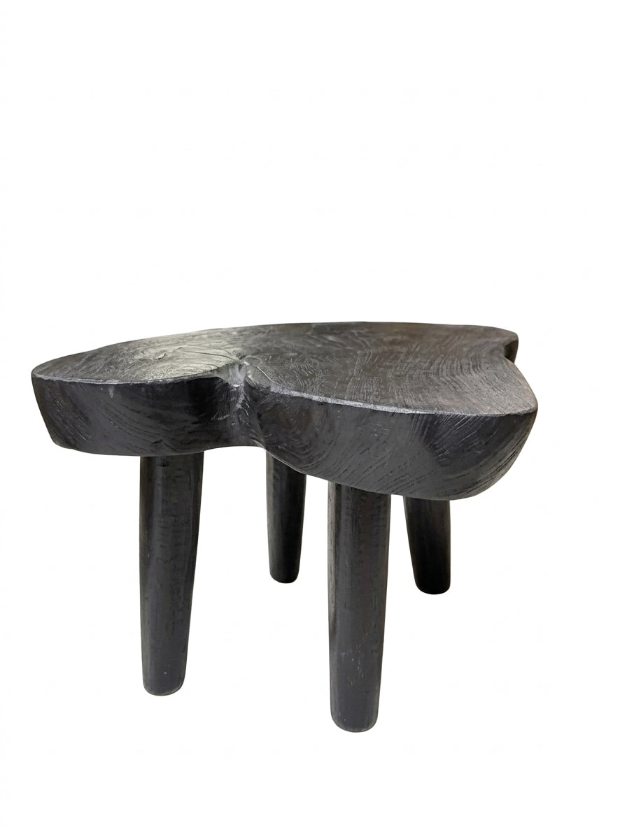 Artisan Handcrafted Live Edge Wood Stool Black 650mm - Image 1