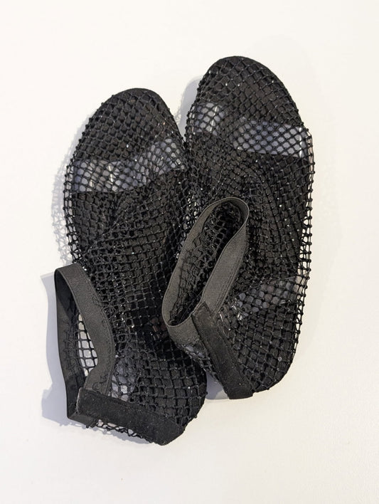 Black Mesh Fishnet Flat Sandals - Size EU 40 - Image 1