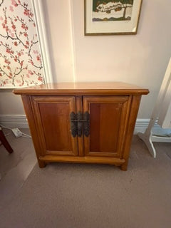 Vintage Asian-Style Wooden Cabinet with Brass Hardware Brown - Image 2