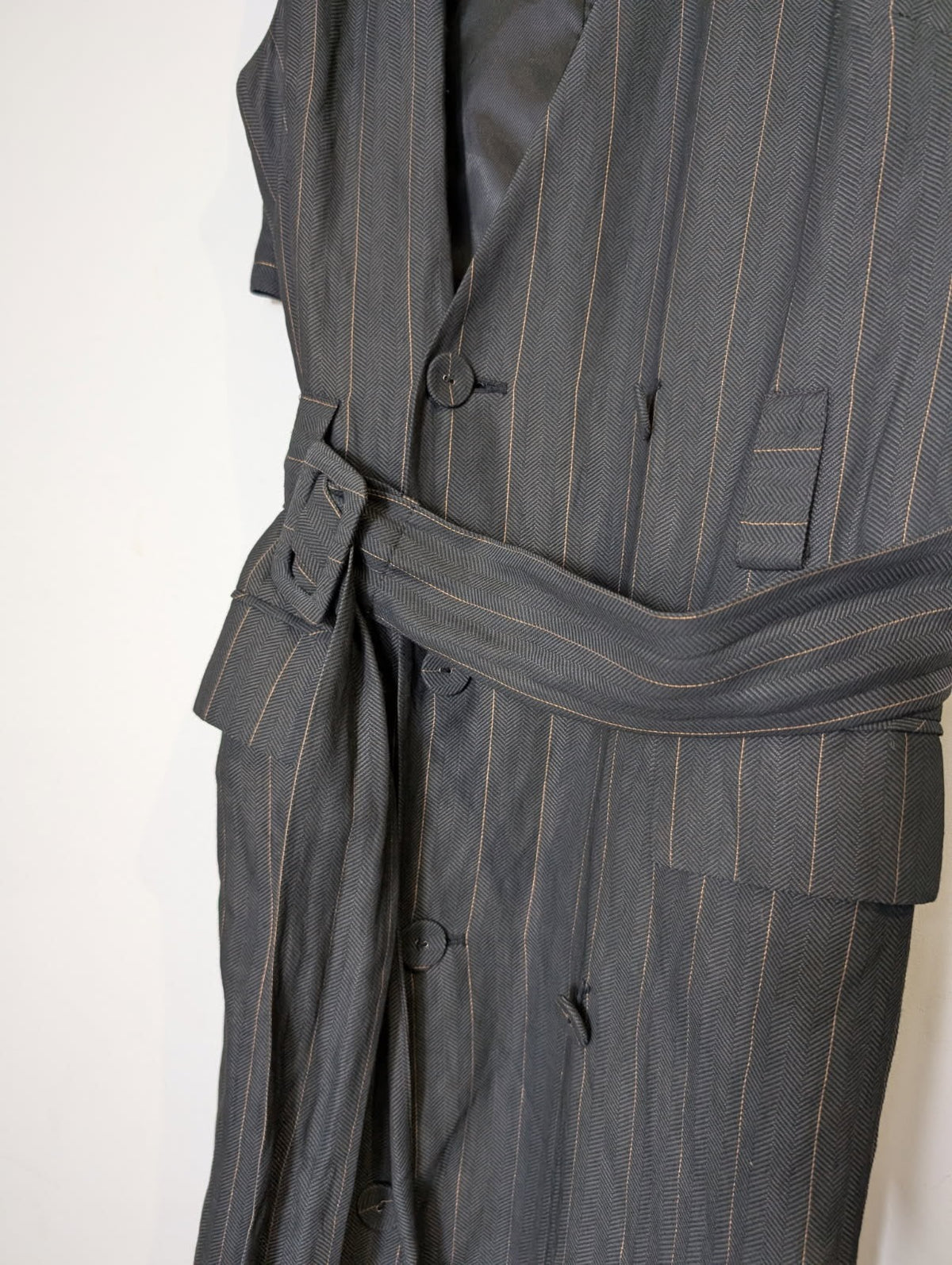 Ginger & Smart Longline Pinstripe Double-Breasted Sleeveless Vest Coat - Image 2