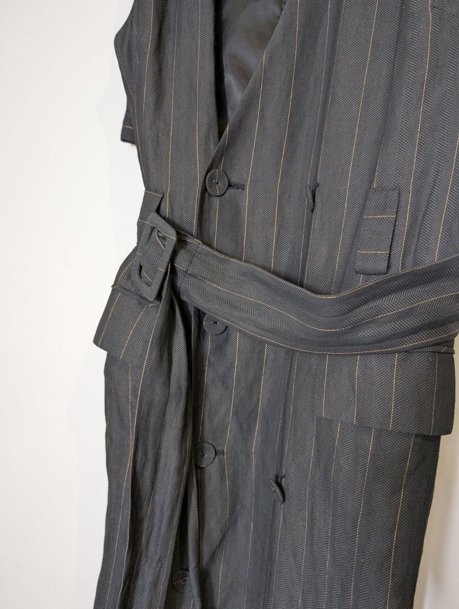 Ginger & Smart Longline Pinstripe Double-Breasted Sleeveless Vest Coat - Image 2