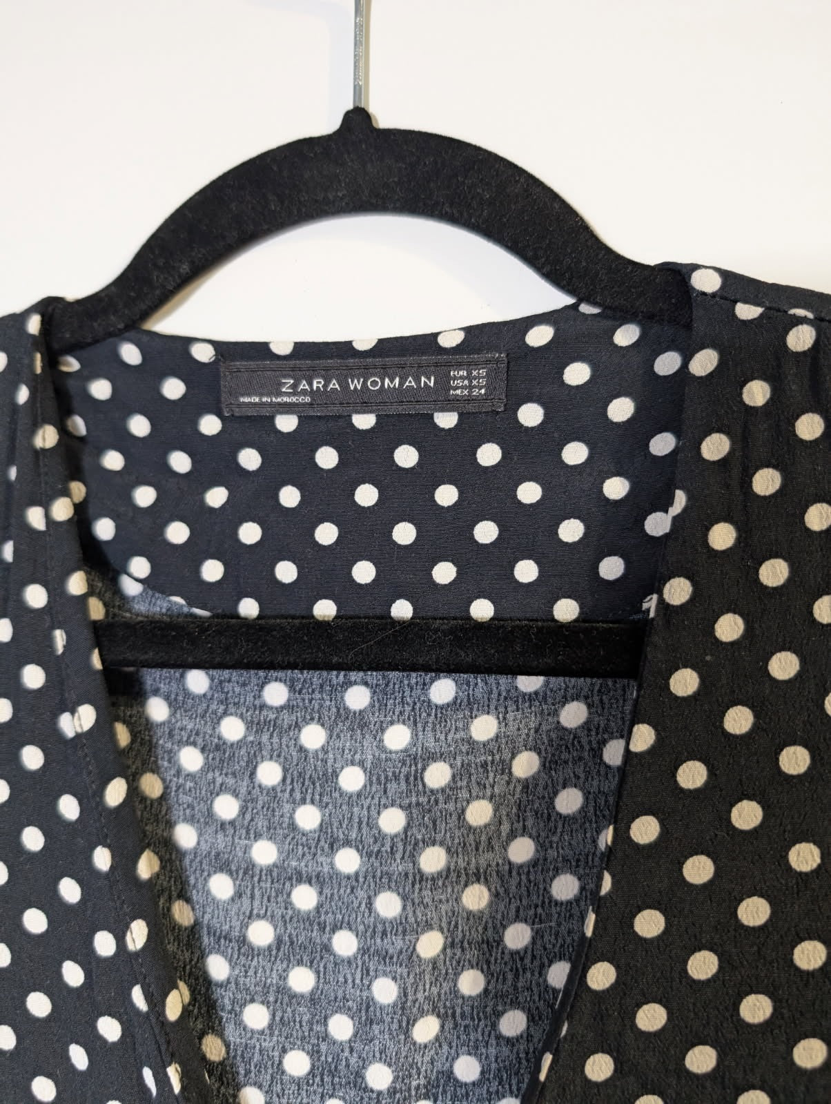 Zara Woman Polka Dot Button-Front Mini Dress Black and White XS - Image 3