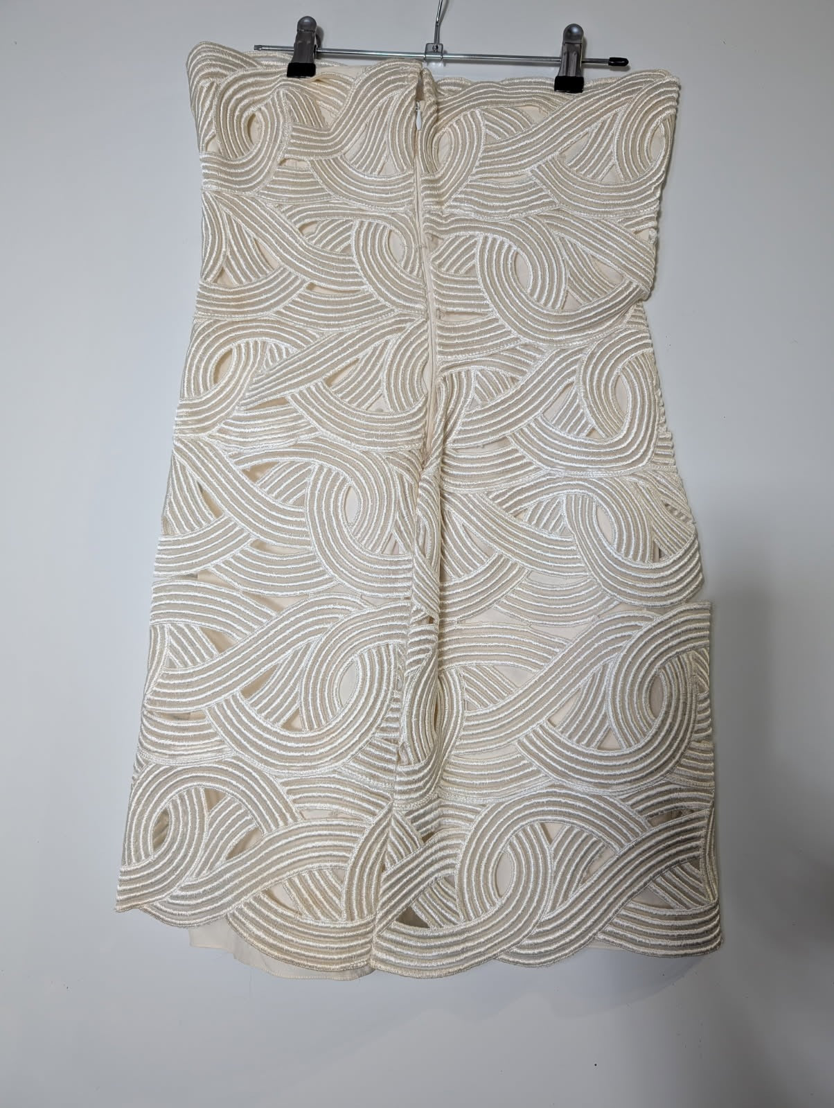 Collette Dinnigan Strapless Geometric Embroidered Dress - Cream Size S - Image 3