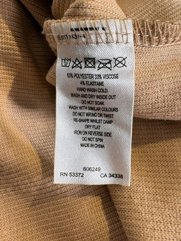 French Connection Sleeveless Polo Top Tan Ribbed Knit XXS - Image 2